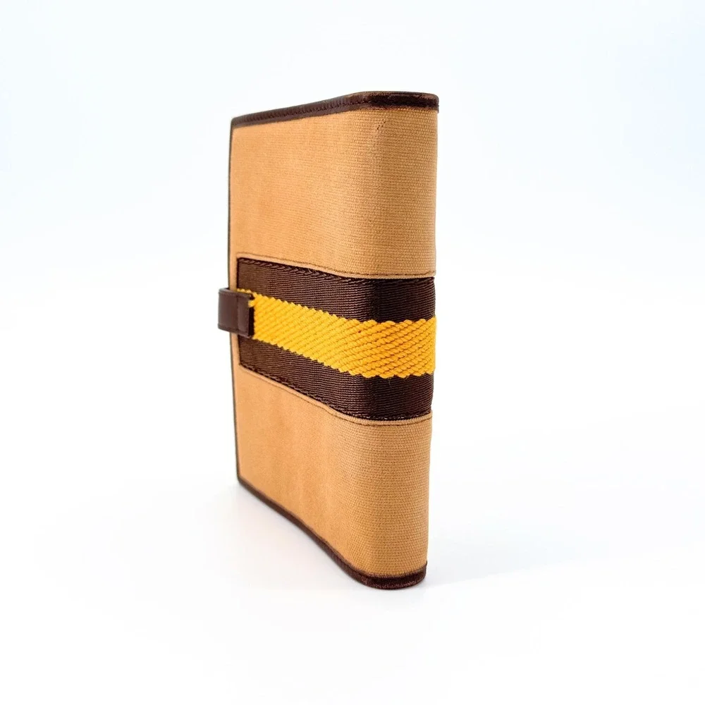 Gucci Tom Ford Era 2002 Pocket Planner Tan Canvas Web Stripe Piston Lock
